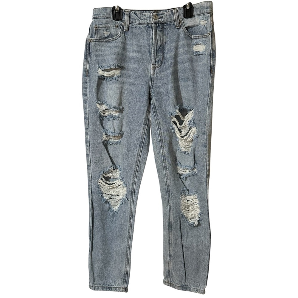Arizona Jean Co High Rise Distressed Straight Leg Button Fly 100% Cotton Size 3